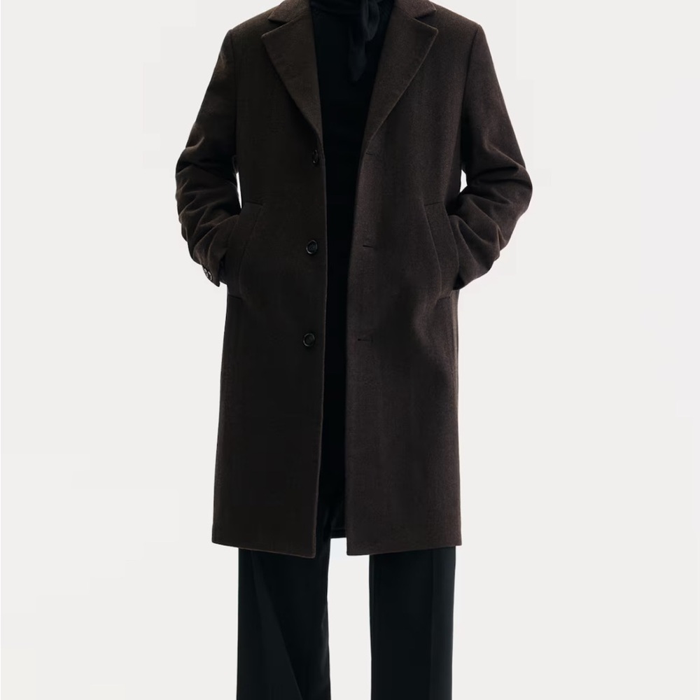 Single Breasted Wool Blend Coat